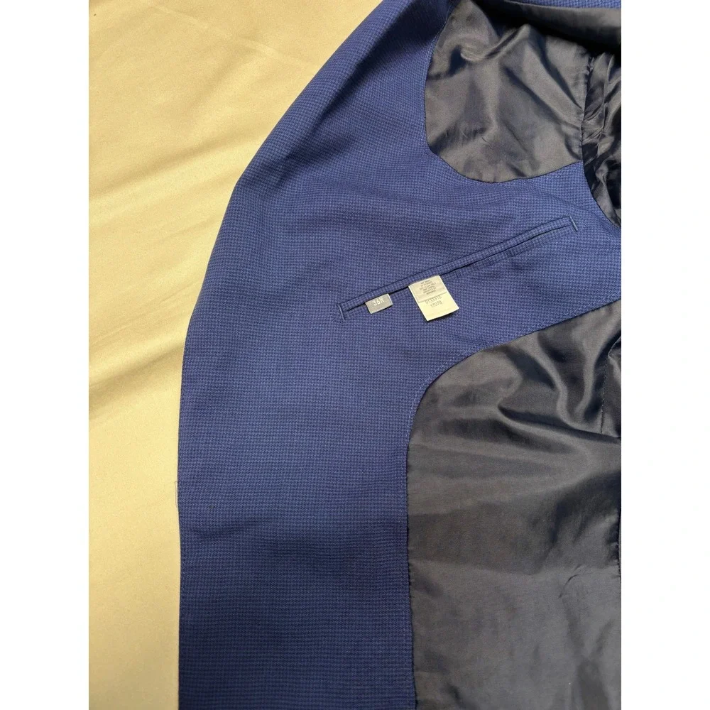 Bonobos Mens Jetsetter Slim Fit 2-pc Suit Blue Micro Houndstooth Wool 36R 32x31